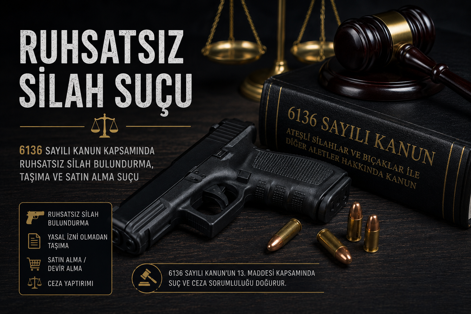 Ruhsatsız Ateşli Silah Bulundurma ve Taşıma Suçu (6136 Sayılı Kanun m. 13)